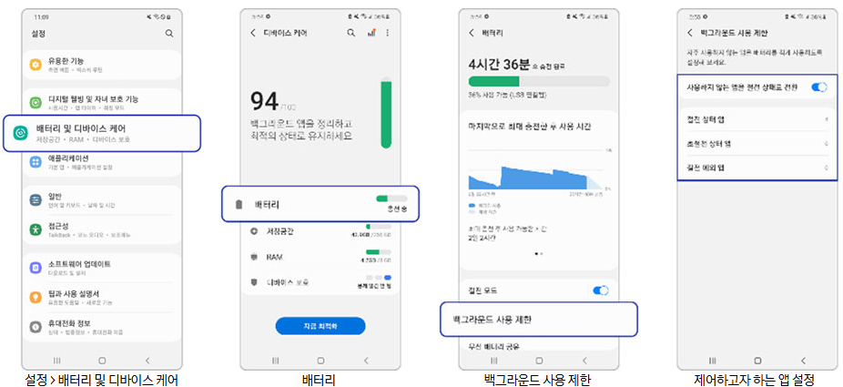 ■ 백그라운드 사용 제한 적용하기