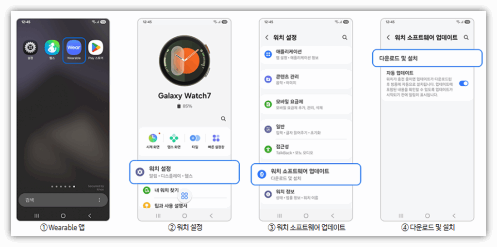 워치 소프트웨어 또는 펌웨어 문제