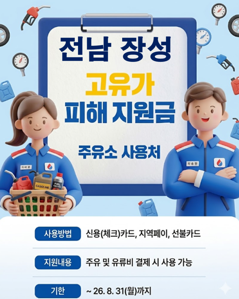 장성 민생지원금 3차 사용 가능한 주유소 장성 민생지원금 3차 사용 가능한 주유소