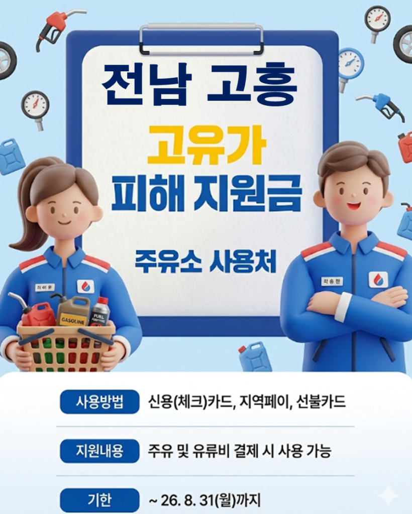 고흥 민생지원금 3차 사용 가능한 주유소 고흥 민생지원금 3차 사용 가능한 주유소